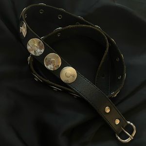 Leather waist belt with circular studs